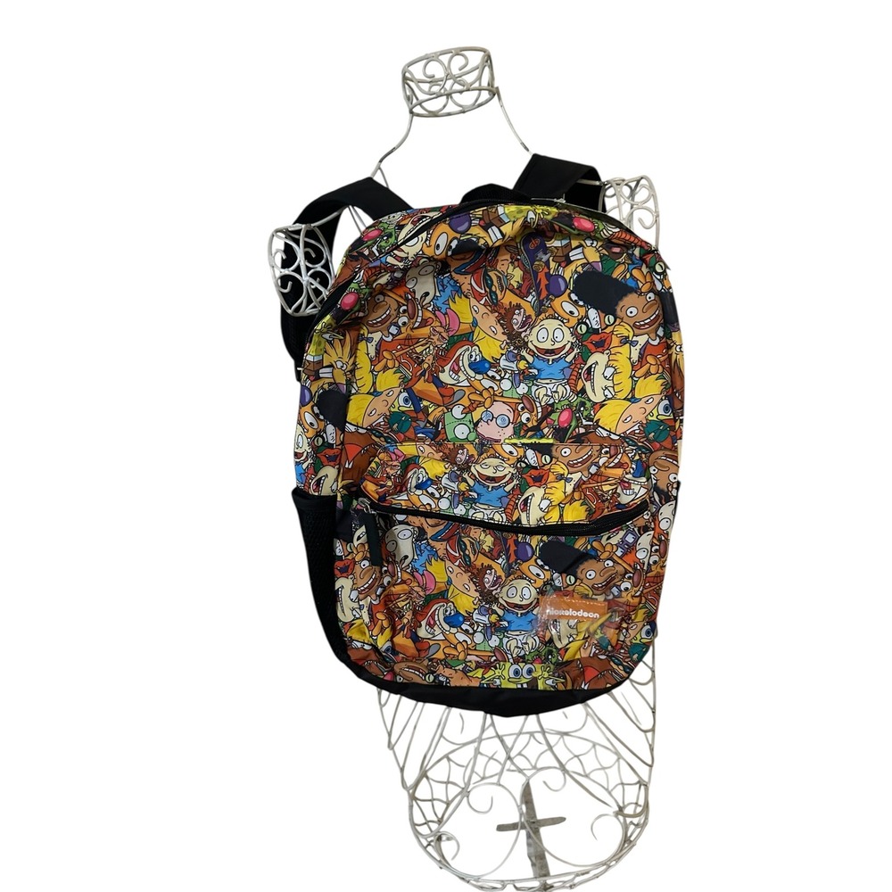 New Nickelodeon 90s Cartoon Collage Backpack Rugrats Hey Arnold SpongeBob NWT